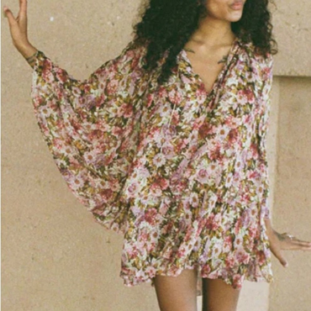 LAST CHANCE Doen Idette Silk Mini Dress In Jardin Du Palais Medium
